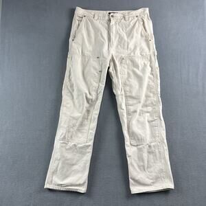 Banana Republic Mens 33X29 White Double Knee Straight Leg Carpenter Workwear